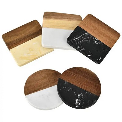 Marble and Wooden coaster Placemat Round Shape Coaster