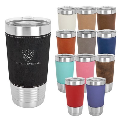 Polar Camel 20 oz. Leatherette Grip Tumbler with Clear Lid