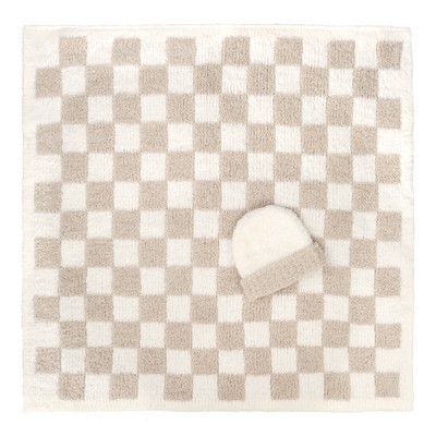 Baby Blanket - Check w/ Cap - Chenilla Cloud Cloud - Malt / Creme - 30*30