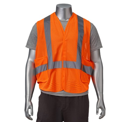 Hi Vis Class 2 - 3.8 Oz. Polyester Reflective Tape Breakaway Adjustable Safety Vest