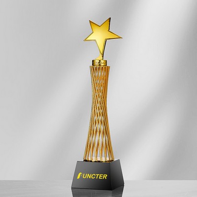 Star Shape Zinc Alloy Trophies w/A Black Crystal Base