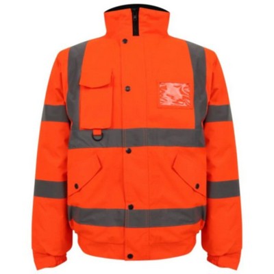 High Visibility Class 3 Heavy Duty Waterproof Safety Bomber Jacket