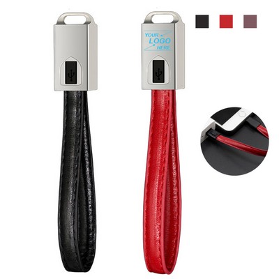 Leather Keychain with USB Charging Cable