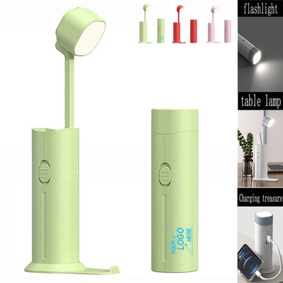 4-in-1 Power Bank with LED Desk Lamp and Charger