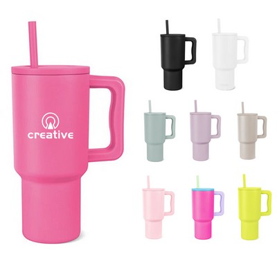 30 oz Vacuum Tumbler w/Handle & Straw