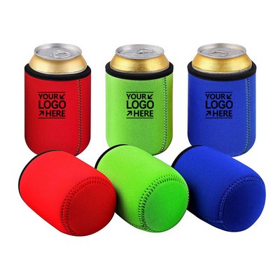 Neoprene Insulated Beer Can Cover/Sleeve w/Stitched Fabric Edges