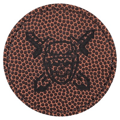 Round Engraved Football Patch with Adhesive, Faux Leather, 2 1/2" diameter