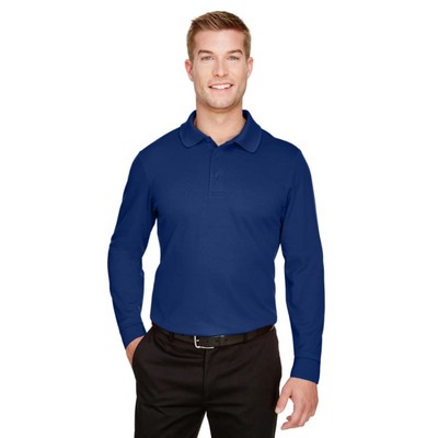 Devon & Jones CrownLux Performance™ Men's Plaited Long Sleeve Polo