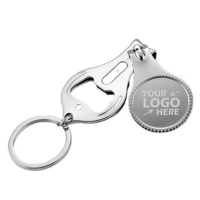 Keychain with Bottle Opener and Nail Clippers