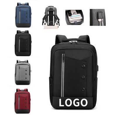 Durable Oxford Business Laptop Backpack with Built-In USB