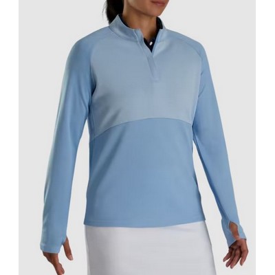 FootJoy® Women's Dusk Blue Heather Block ¼ Zip Midlayer Shirt