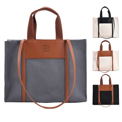 Canvas Tote Bag Clash Color Customized for Women