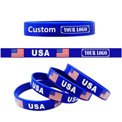 Embossed U.S. Flag Silicone Wristband