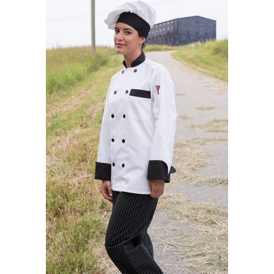 Classic White Chef Coat with Black Trim