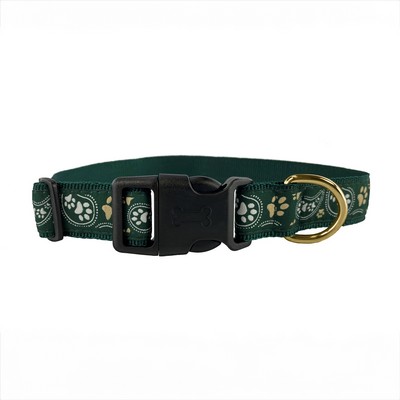 1" Woven Pet Collar w/ Gold Colored Hardware - "Elite" Weave