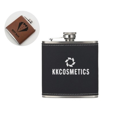 6oz Custom Leather Stainless Steel Hip Flask