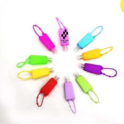 1 Oz Silicone Hand Sanitizer Holder Keychain w/ Empty Bottle