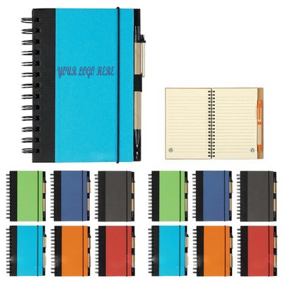 Eco-friendly Spiral Notebook And Pen With Cord