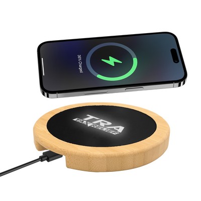 LED Light Bamboo Wireless Charger