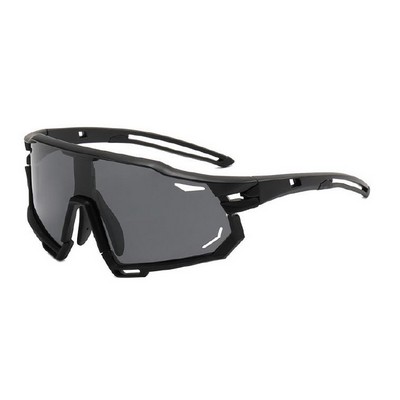 Goggle Sunglasses - Smoke Lenses - Black Frames