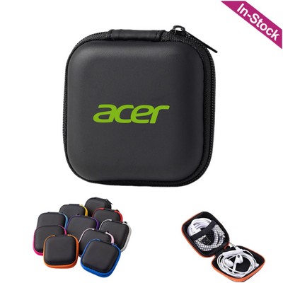 Portable EVA Headphone Case Square Tech Organizer Storage Bag