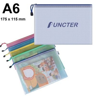 A6 Size Mesh Zipper Pouch Document Holder Bag File Document Pouch For School Office