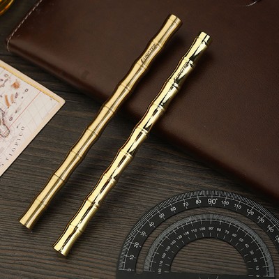 Bamboo Pen Brass Metal Pen with Cap Black Ink