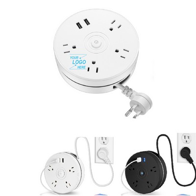 Portable Travel Power Strip with USB Charging Ports