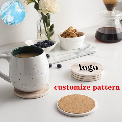 Marble Style Ceramic Drink Coaster For Tabletop Protection