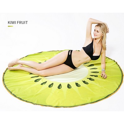 63 x 63 inch Kiwi Fruit Shaped Quick Dry Microfiber Beach Towels - One Side Printing