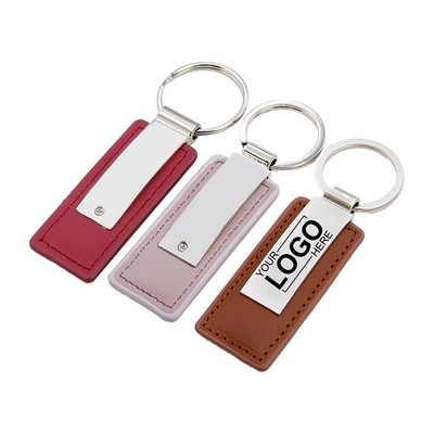 Faux Leather Metal Keychain