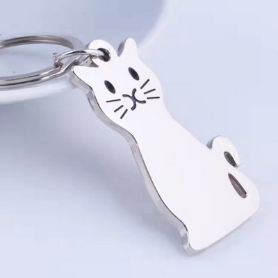 Zinc Alloy Cat Keychain