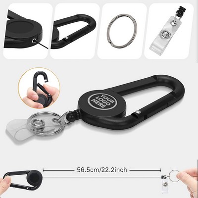 3-in-1 Retractable Badge Holder Key Reel with 23'' Cord and Carabiner