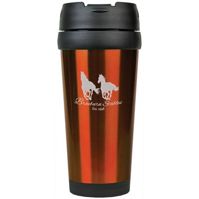 16 oz. Orange Laserable Stainless Steel Travel Mug without Handle