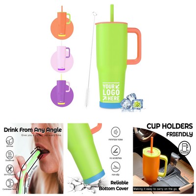 40 oz Insulated Tumbler with Handle and Straw