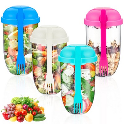 Salad Shaker Cup with Built-in Dressing Container