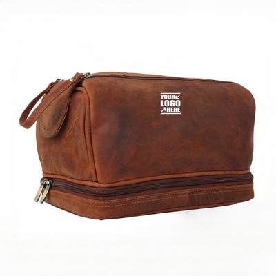 Travel Leather Toiletry Bag Dopp Kit Organizer