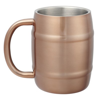 Copper Coated Stainless Steel Moscow Mule Barrel Mugs 14 oz