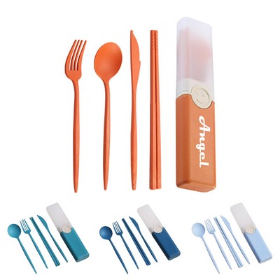 Wheat Straw 4 Pcs Cutlery Set With Box