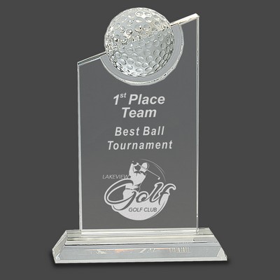 Clear Crystal Golf Pinnacle Award, Small (6"x8"H)