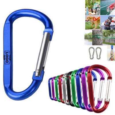 Large D-Shaped Aluminum Keychain Clip Carabiner