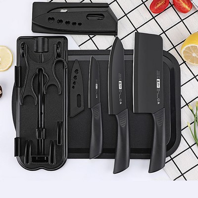 7-Piece German Stainless Steel Knife Set with Block