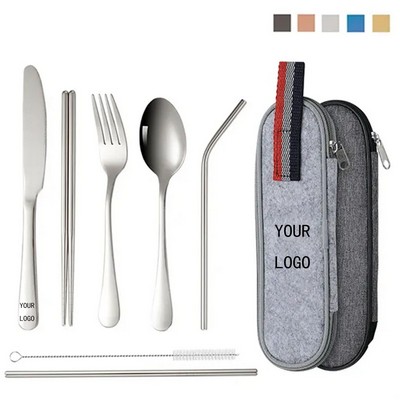 8-Piece Portable Cutlery Set With Felt Carrying Case