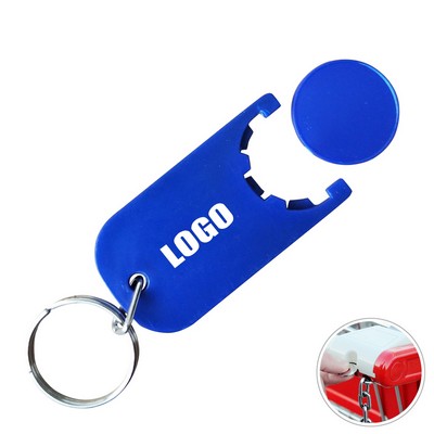 Rectangle Shopping Cart Coin Trolley Token Keychain