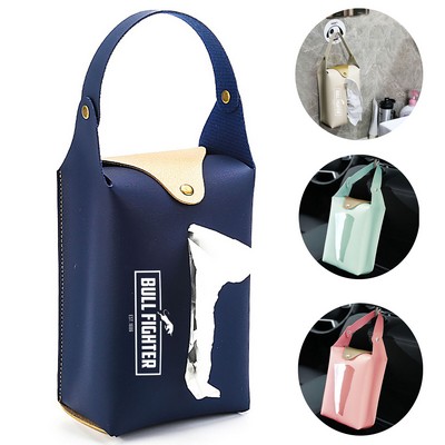 PU Leather Hanging Car Tissue Bag