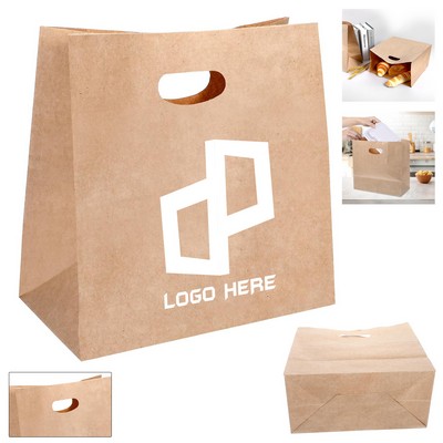 11.02X5.91X11.02Inch Kraft Paper Bag W/ Hollow Handle