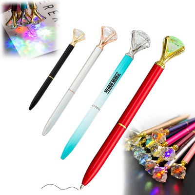 Luxury Big Top Diamond Metal Pen with LED