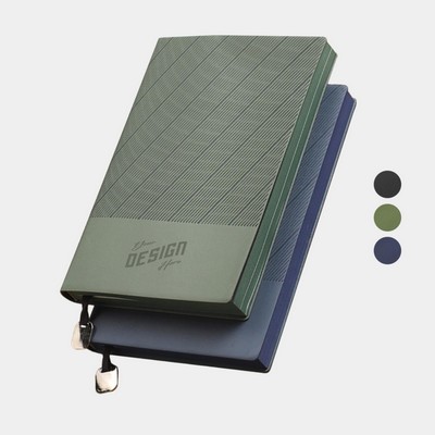 TiTUS® Executive Corduroy PU Lather A5 Notebook with Metal Bookmark