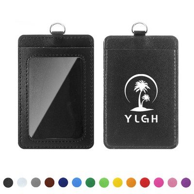 Dual Sides PU Leather Card Badge Holder