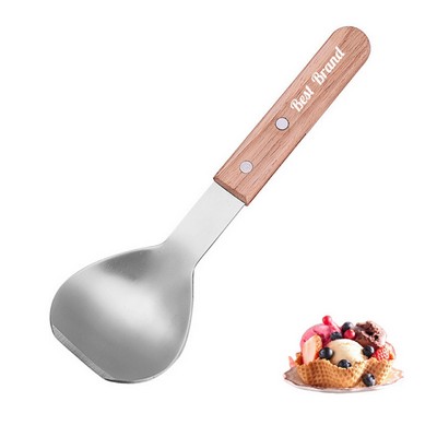 Stainless Steel Oak Handle Ice Cream Spoon